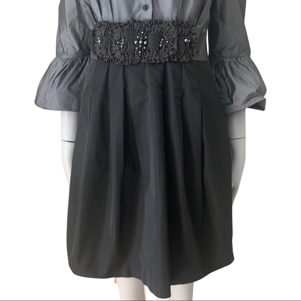 BCBGMAXAZRIA Natasha Embellished Bell Sleeve Taffeta Dress Party - Picture 10 of 16